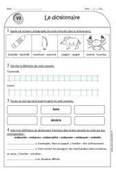 Utilisation du dictionnaire - Exercices avec correction : Primaire 2 - PDF à imprimer