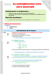 Multiplication avec zéro intercalé - Fiche de préparation : Primaire 5 - PDF à imprimer
