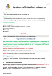 Présent de l’indicatif des verbes en - er - Séquence - Fiche de préparation : Primaire 5 - PDF à imprimer