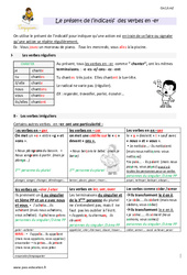 Présent de l’indicatif des verbes en - er - Cours, Leçon : Primaire 4 - PDF à imprimer