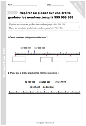 Repérer et placer sur une droite les nombres jusqu'à 999 999 999 - Exercices avec correction : Primaire 4 - PDF à imprimer
