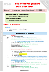 Décomposer les nombres jusqu'à 999 999 999 - Séquence - Fiche de préparation : Primaire 4 - PDF à imprimer