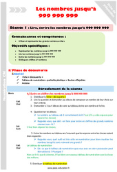 Lire, écrire les nombres jusqu'à 999 999 999 - Séquence - Fiche de préparation : Primaire 4 - PDF à imprimer
