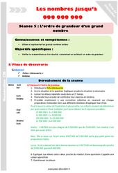 L'ordre de grandeur - Arrondir un grand nombre - Séquence - Fiche de préparation : Primaire 5 - PDF à imprimer