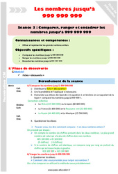 Comparer, ranger et encadrer les nombres jusqu’à 999 999 999 - Séquence - Fiche de préparation : Primaire 5 - PDF à imprimer