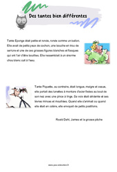 Des tantes bien différentes - Récit - Portrait + Questionnaire : Primaire 5 - PDF à imprimer