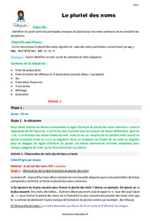 Pluriel des noms - Séquence - Fiche de préparation : Primaire 4 - PDF à imprimer
