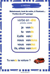 Présent des verbes en - dre - Affiche de classe : Primaire 2 - PDF à imprimer