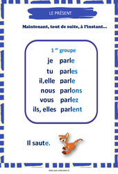 Présent des verbes du 1er groupe - Affiche de classe : Primaire 2 - PDF à imprimer