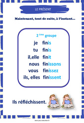 Présent du 2e groupe - Affiche de classe : Primaire 2 - PDF à imprimer