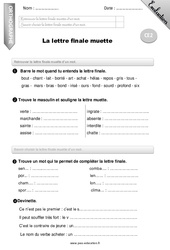 Lettre finale muette - Examen Evaluation - Bilan : Primaire 3 - PDF à imprimer