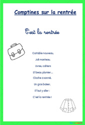 Comptines sur le thème de la rentrée : Maternelle 2 - PDF à imprimer