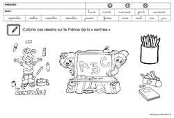 Coloriage sur le thème de la rentrée : Maternelle 1 & 2 - PDF à imprimer