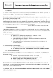 Reprises nominales et pronominales - Cours : Secondaire 2 - PDF à imprimer