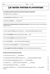 Reprises pronominales et nominales - Exercices  : Secondaire 2 - PDF à imprimer