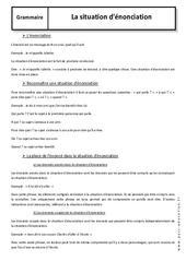 Situation d'énonciation - Cours : Secondaire 2 - PDF à imprimer