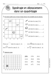 Repérage et déplacement dans un quadrillage - Exercices corrigés : Primaire 2 - PDF à imprimer