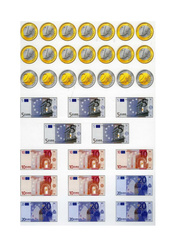 Pièces et billets en euros - Planche à découper : Primaire 2 - PDF à imprimer