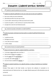 Adjectif - Attribut - Epithète - Examen Evaluation : Primaire 4 - PDF à imprimer