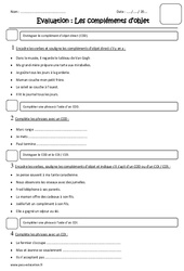 Compléments d'objet - COD, COI, COS - Examen Evaluation : Primaire 4 - PDF à imprimer