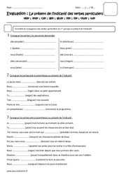 Présent de l'indicatif des verbes particuliers - Examen Evaluation : Primaire 4 - PDF à imprimer