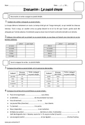 Passé simple - Examen Evaluation : Primaire 4 - PDF à imprimer