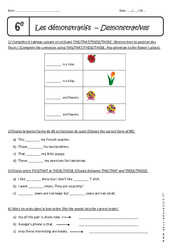Pronoms démonstratifs - Exercices corrigés - This - These - That - Those : Primaire 6 - PDF à imprimer