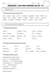 Noms terminant en j - ill - Examen Evaluation : Primaire 4 - PDF à imprimer