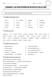 Noms terminés par les sons e, te ou tje - Examen Evaluation : Primaire 4 - PDF à imprimer