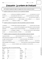 Présent de l'indicatif - Examen Evaluation : Primaire 5 - PDF à imprimer
