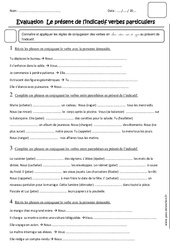 Présent de l'indicatif - Verbes particuliers - Examen Evaluation : Primaire 5 - PDF à imprimer