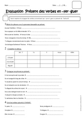 Présent des verbes en yer et guer - Examen Evaluation : Primaire 5 - PDF à imprimer