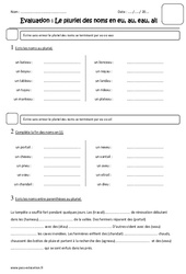 Pluriel des noms en eu, au, eau, ail - Examen Evaluation : Primaire 4 - PDF à imprimer