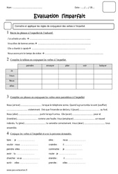 Imparfait - Examen Evaluation : Primaire 5 - PDF à imprimer