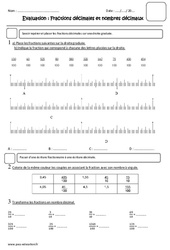 Fractions décimales et nombres décimaux - Examen Evaluation : Primaire 4 - PDF à imprimer