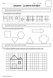 Symétrie d'une figure - Examen Evaluation : Primaire 4 - PDF à imprimer