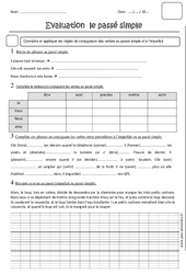 Passé simple - Examen Evaluation : Primaire 5 - PDF à imprimer