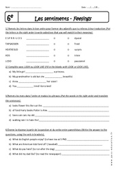 Feelings - Sentiments - Exercices : Primaire 6 - PDF à imprimer