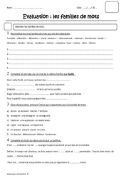 Familles de mots - Examen Evaluation : Primaire 5 - PDF à imprimer