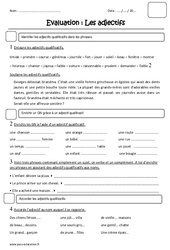 Adjectifs qualificatifs - Examen Evaluation : Primaire 3 - PDF à imprimer