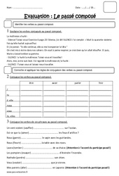 Passé composé - Examen Evaluation : Primaire 3 - PDF à imprimer