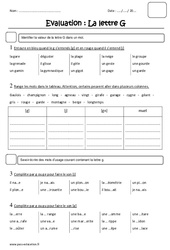 Lettre G - Examen Evaluation sur les sons : Primaire 3 - PDF à imprimer