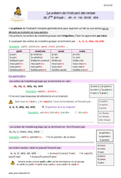 Présent des verbes du 3 ème groupe en - ir, - re, - oir , - dre - Cours, Leçon : Primaire 5 - PDF à imprimer