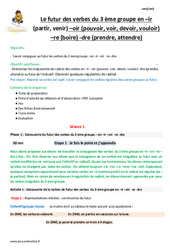 Futur des verbes du 3 ème groupe - ir - oir - re - dre - Fiche de préparation : Primaire 5 - PDF à imprimer