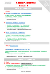 Semaine 3 - Cahier journal - PES - Stagiaires, jeunes profs... : Primaire 4 - PDF à imprimer