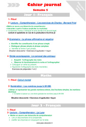 Semaine 5 - Cahier journal - PES - Stagiaires, jeunes profs... : Primaire 4 - PDF à imprimer