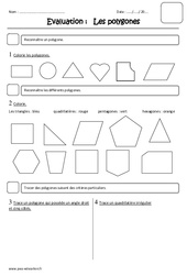 Polygones - Examen Evaluation : Primaire 3 - PDF à imprimer