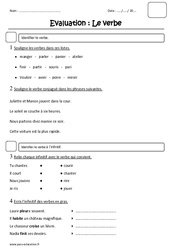 Verbe - Examen Evaluation : Primaire 2 - PDF à imprimer