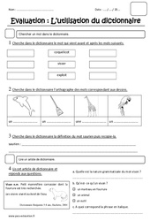 Utilisation du dictionnaire - Examen Evaluation : Primaire 2 - PDF à imprimer