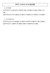 La lettre g - Cours, Leçon : Primaire 3 - PDF à imprimer